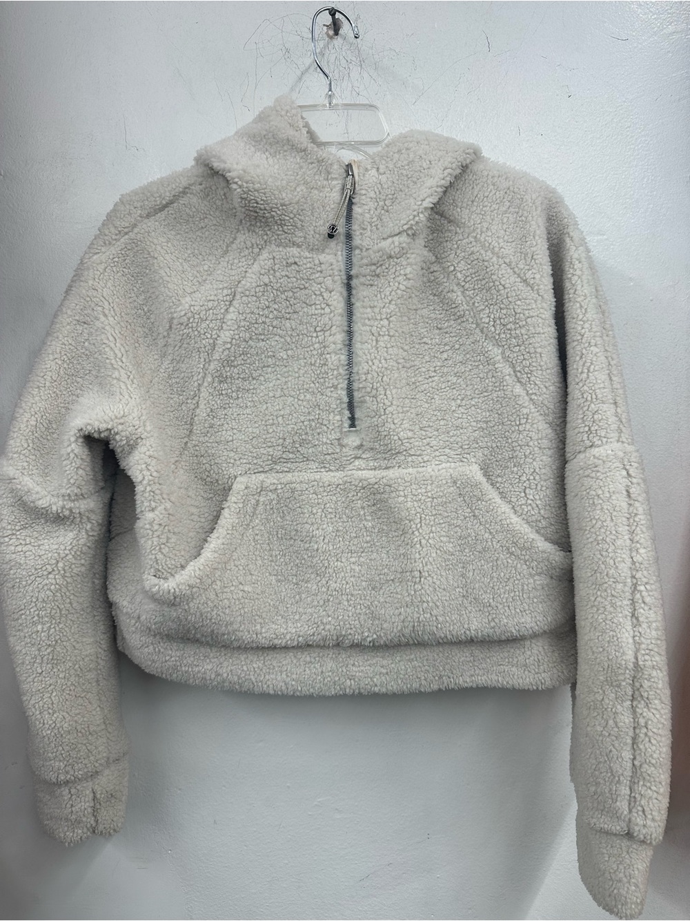 Lululemon scuba oversized half zip fleece hoodie cozy cream Sherpa size XS/S